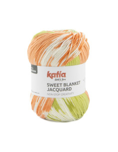 Sweet Blanket Jacquard - Katia 309 - braun/helleslachsrot/zitronengelb
